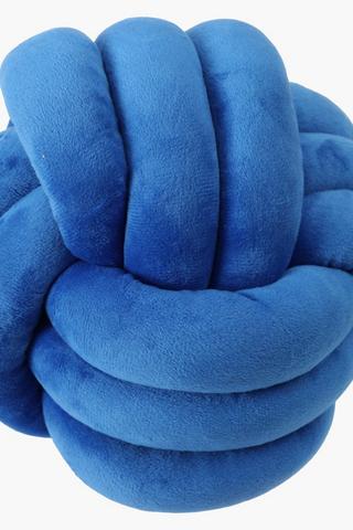 Velvet Cobalt Knotted Cushion, 28cm