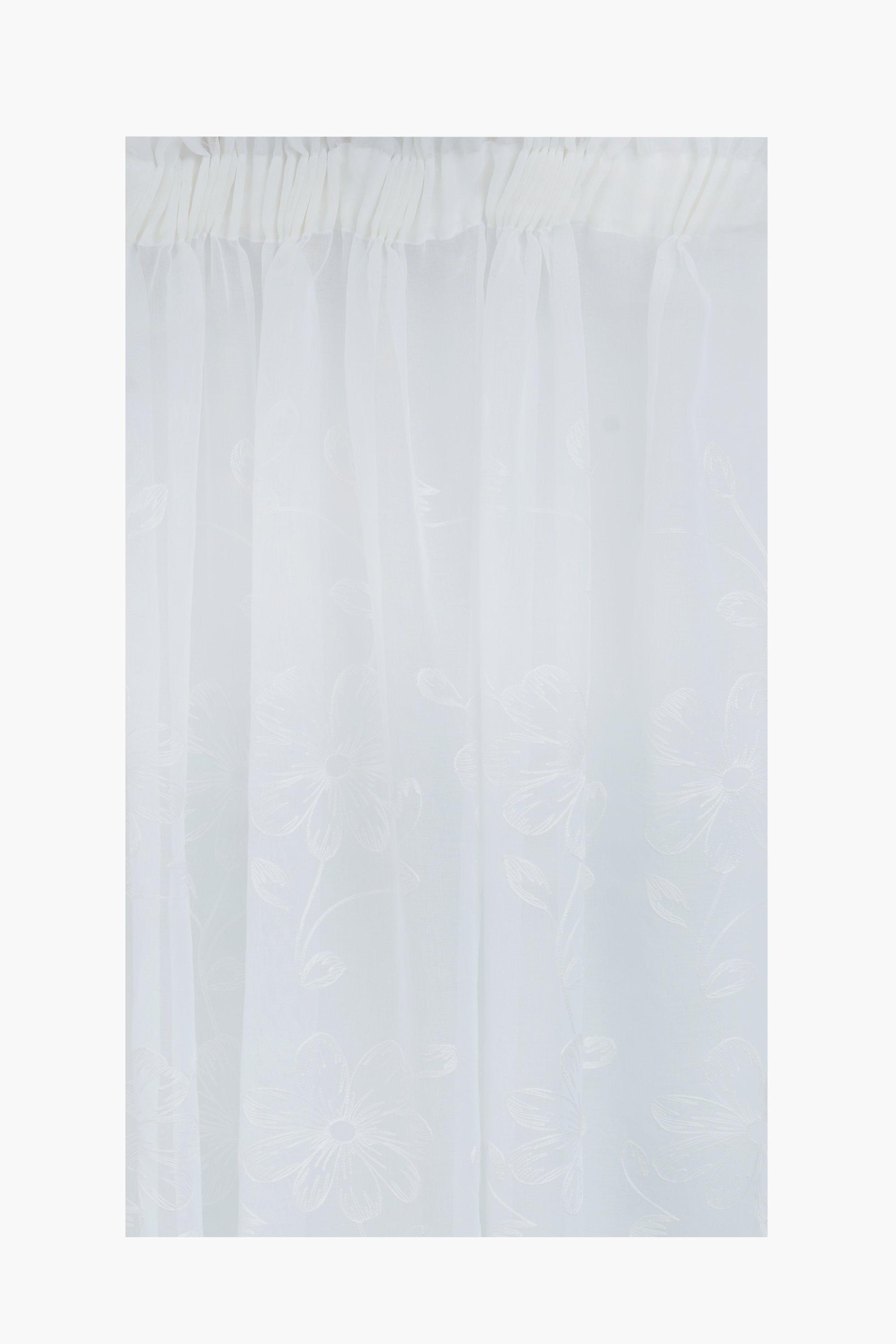 Taped Sheer Embroidered Maggie Curtain, 230x218cm