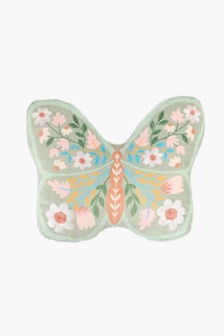 Embroidered Butterfly Shaped Novelty Cushion, 28cm