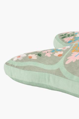 Embroidered Butterfly Shaped Novelty Cushion, 28cm