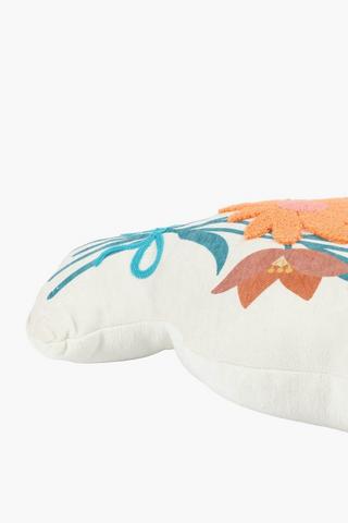 Embroidered Bouquet Flowers Shaped Cushion