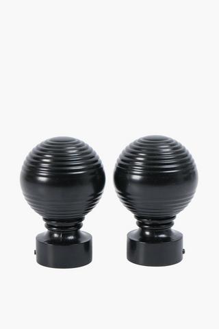2 Pack Satin Ribbed Finials 25mm
