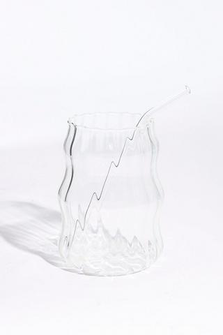 Curvey Ribbed Sippy Glass