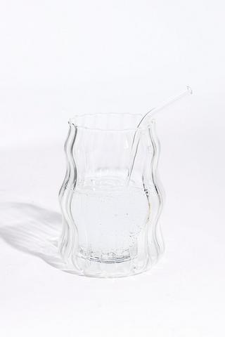 Curvey Ribbed Sippy Glass