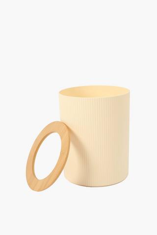 Plastic And Bamboo Ribbed Bin
