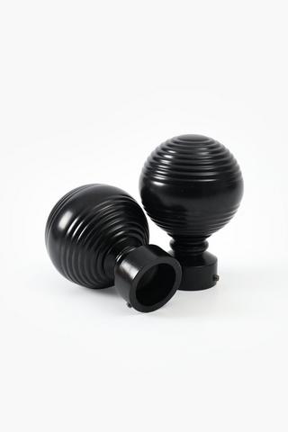 2 Pack Satin Ribbed Finials 35mm