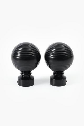 2 Pack Satin Ribbed Finials 35mm