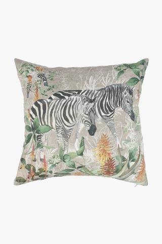 Printed Hluhluwe Zebra Scatter Cushion, 50x50cm