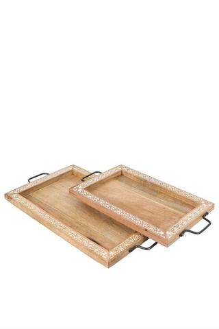 2 Pack Wooden Decor Trays