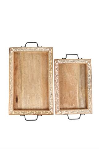 2 Pack Wooden Decor Trays