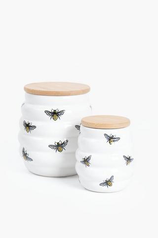 Medium Bee Canister With Wooden