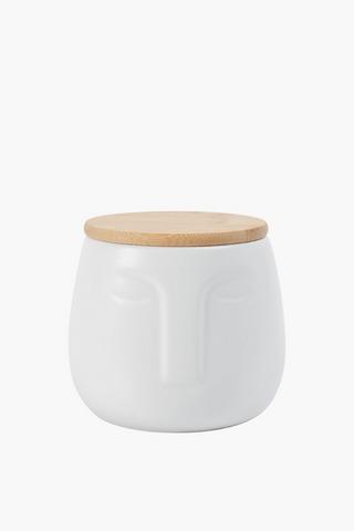 Medium Face Canister With Wooden Lid