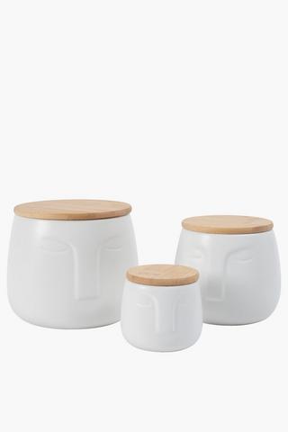 Medium Face Canister With Wooden Lid
