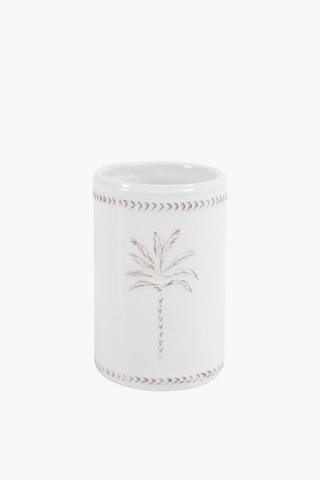 Ceramic Embossed Palm Tree Bath Tumbler