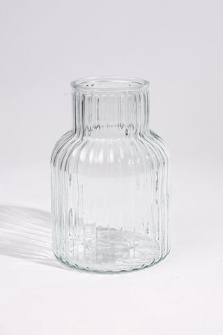 Ribbed Glass Vase, 14x20cm