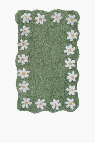 Tufted Cotton Daisy Scalloped Rug, 70x100cm