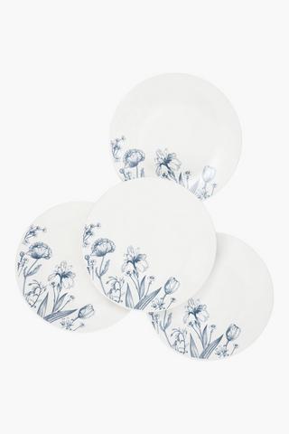 4 Pack Floral Dinner Plates