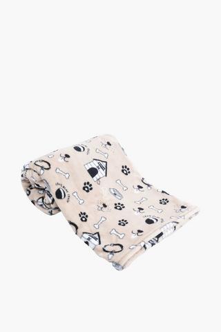 Coral Fleece Paw Print Pet Throw, 70x100cm