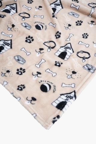 Coral Fleece Paw Print Pet Throw, 70x100cm