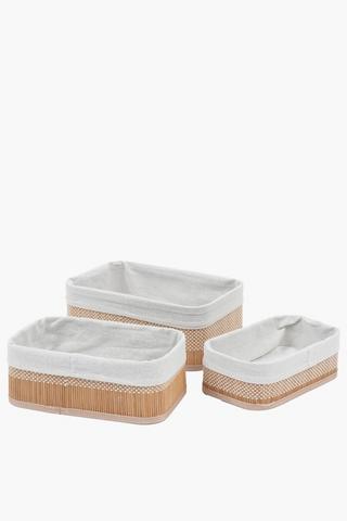3 Piece Bamboo Utility Basket Set