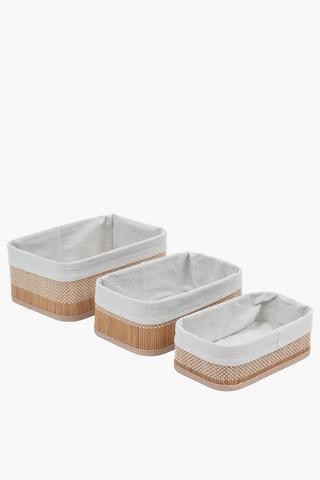 3 Piece Bamboo Utility Basket Set