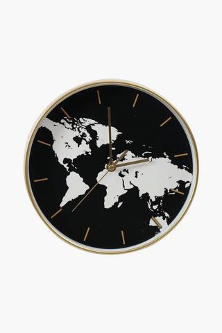 Plastic World Map Clock, 25cm