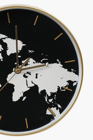 Plastic World Map Clock, 25cm