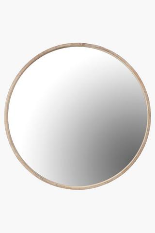 Round Washed Wooden Mirror, 110cm