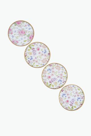 4 Pack Glass Floral Coasters