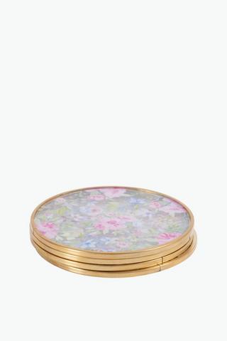 4 Pack Glass Floral Coasters