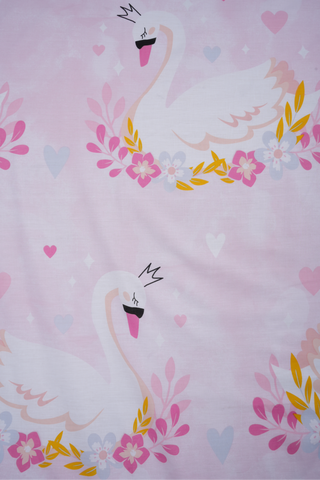 Floral Swan Cotton Fitted Sheet 132tc