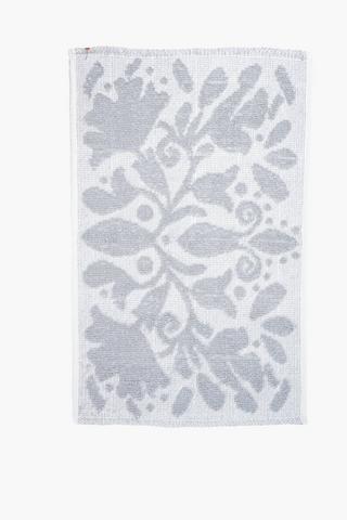 Cotton Floral Jacquard Bath Mat, 50x80cm