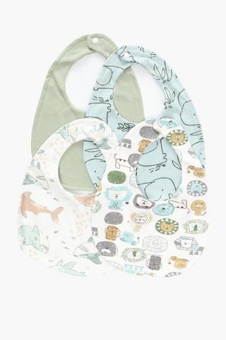 4 Pack Printed Creatures Bib Set