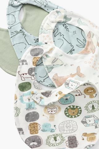 4 Pack Printed Creatures Bib Set