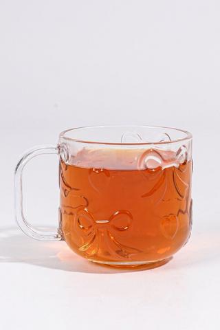 Embossed Bow Glass Mug, 350ml