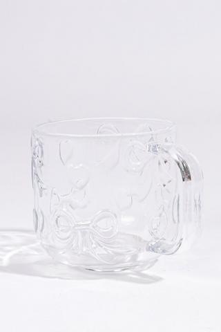 Embossed Bow Glass Mug, 350ml