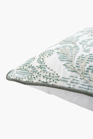 Premium Cotton Embroidered Protea Scatter Cushion Cover, 60x60cm
