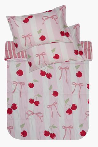 Soft Touch Cherry Bow Reversible Comforter Set