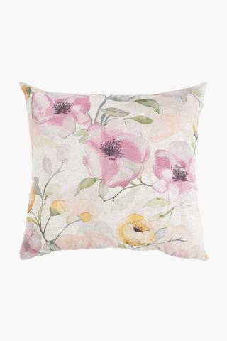 Embroidered Ruby Floral Scatter Cushion, 50x50cm