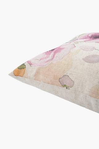 Embroidered Ruby Floral Scatter Cushion, 50x50cm
