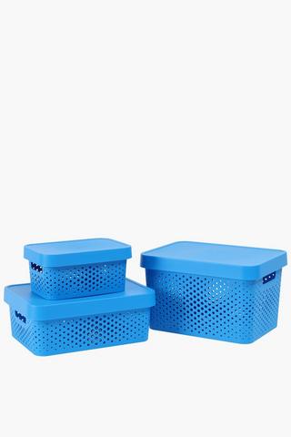 Plastic Dotted Storage Basket Small