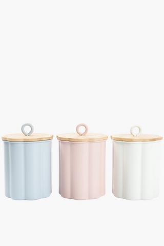 Set Of 3 Scallop Canisters