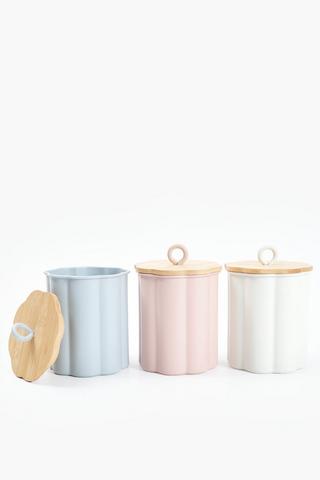 Set Of 3 Scallop Canisters