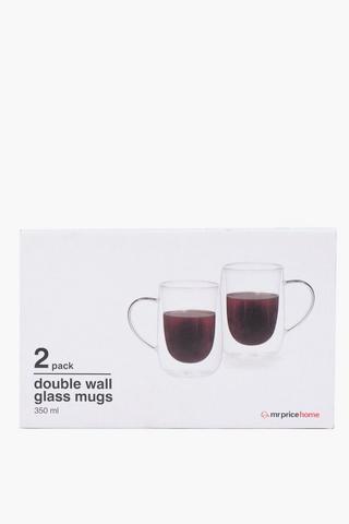 2 Pack Double Wall Glass Mugs