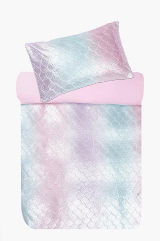 Mermaid Flannel Foil Duvet Cover Set