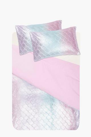Mermaid Flannel Foil Duvet Cover Set