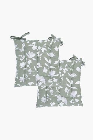 2 Pack Everest Leaf Cotton Chair Pad, 40x40cm