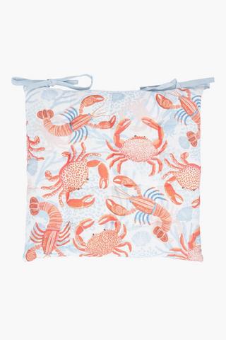 Printed Dunbar Crabs Cotton Chair Pad, 40x40cm