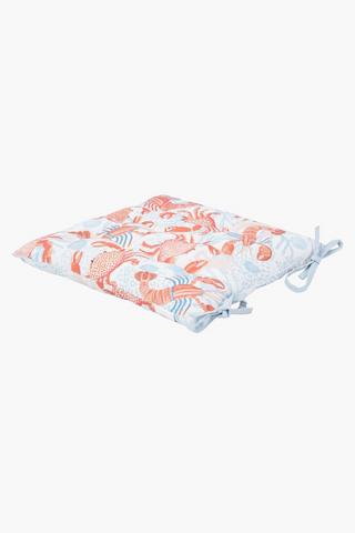 Printed Dunbar Crabs Cotton Chair Pad, 40x40cm