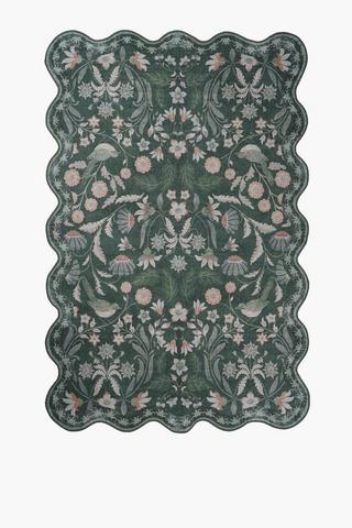 Digital Printed Scalloped Birds Rug, 120x180cm